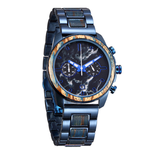 OEM/ODM Fashion Style Black Sandal Japan Movt Men Wood Watch Wristwatch