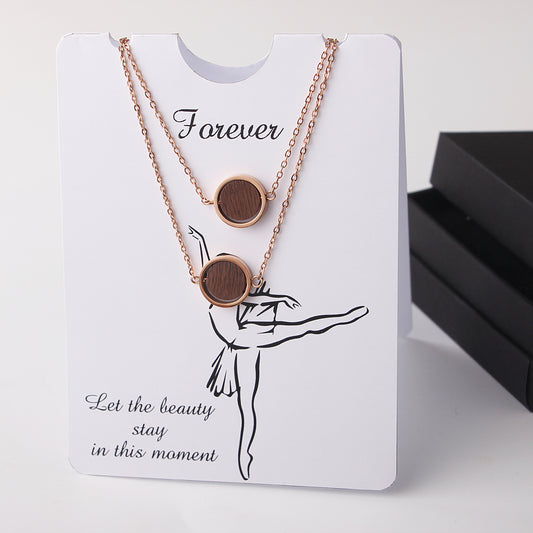 SOPEWOD Delicate Bracelet with Round Natural Wooden Pendant