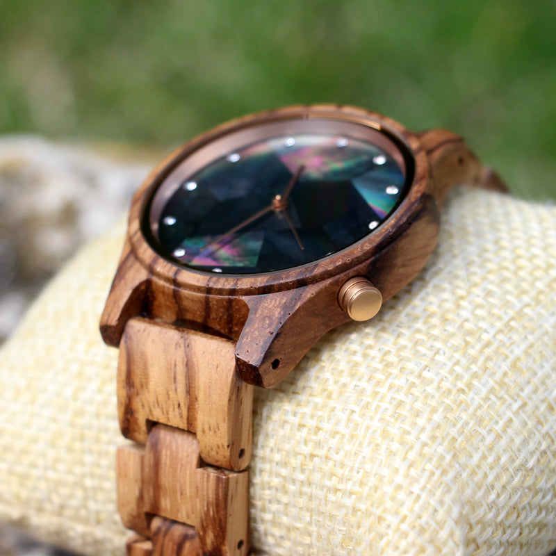 SOPEWOD Charm OEM Customized Shell Dial Men Women Wooden Watch