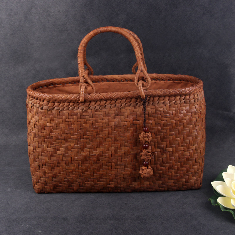 SOPEWOD Fashion Bamboo Handbag Handmade Weave Leisure bag for Womens