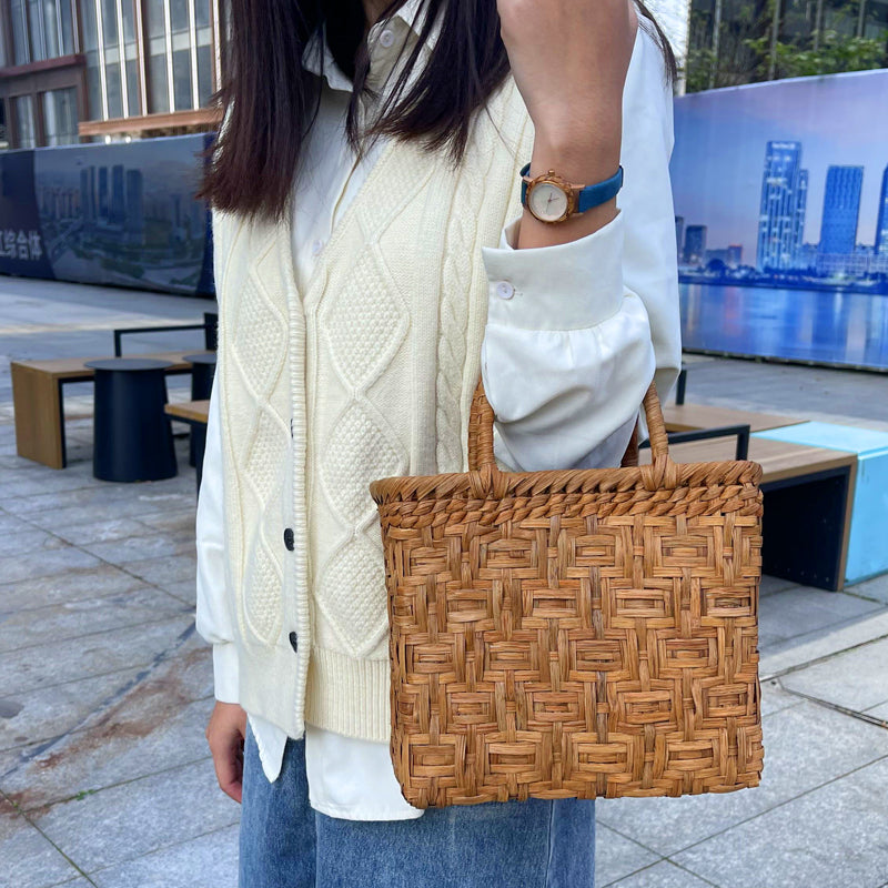 SOPEWOD trend grapevine bamboo pure small handmade woven bag for Womens