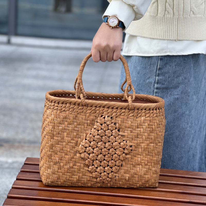 SOPEWOD Mountain Grape Wrapping Basket Wrapping Persimmon Color Dyed Japanese Style Wrapping Decoration Women's Luxury Handbag