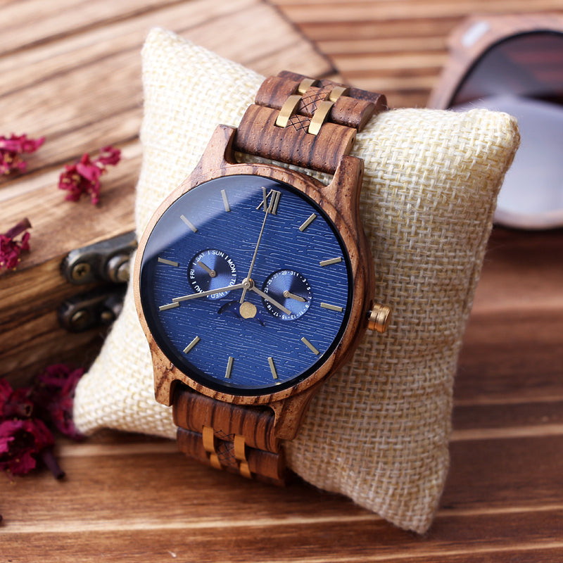 SOPEWOD Mens Personalized Engraved Wooden Watches, Stylish Wood & Stainless Steel Combined Quartz Casual Wristwatches for Men Family Friends Customized Watch