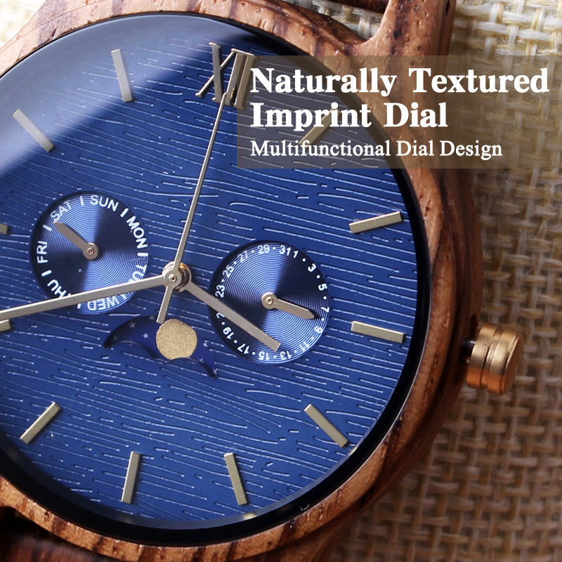 SOPEWOD Mens Personalized Engraved Wooden Watches, Stylish Wood & Stainless Steel Combined Quartz Casual Wristwatches for Men Family Friends Customized Watch