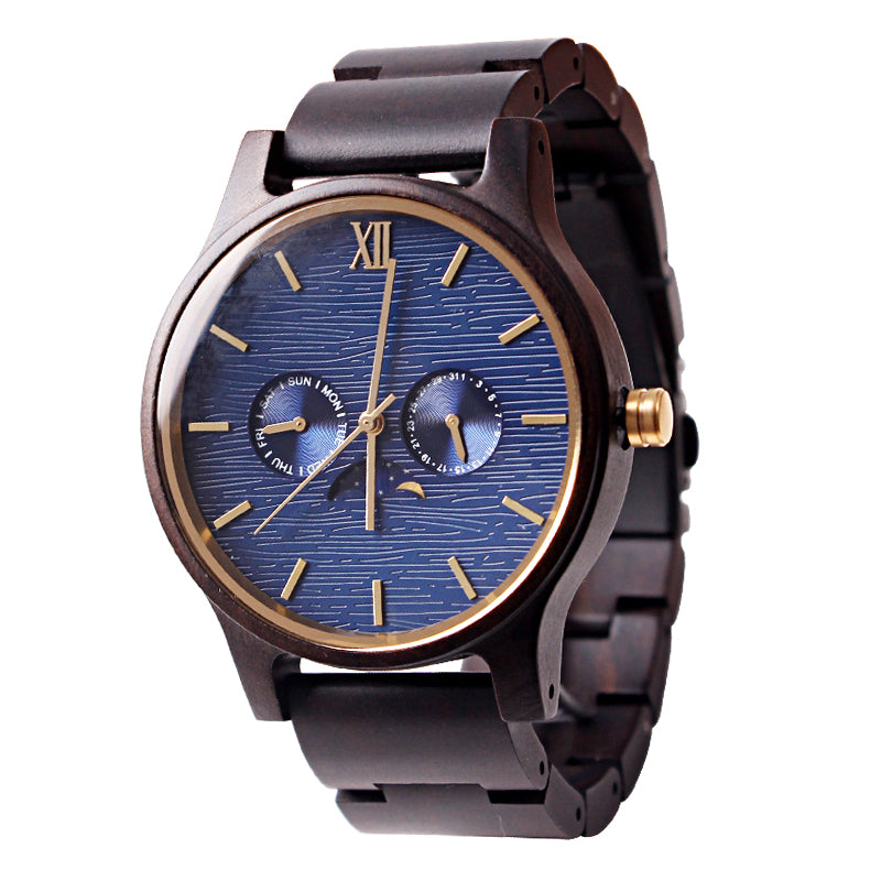 SOPEWOD Mens Personalized Engraved Wooden Watches, Stylish Wood & Stainless Steel Combined Quartz Casual Wristwatches for Men Family Friends Customized Watch