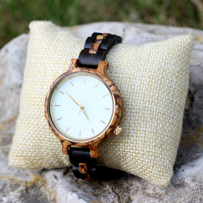 SOPEWOD new luxury women custom private label wooden watches with real marble dial