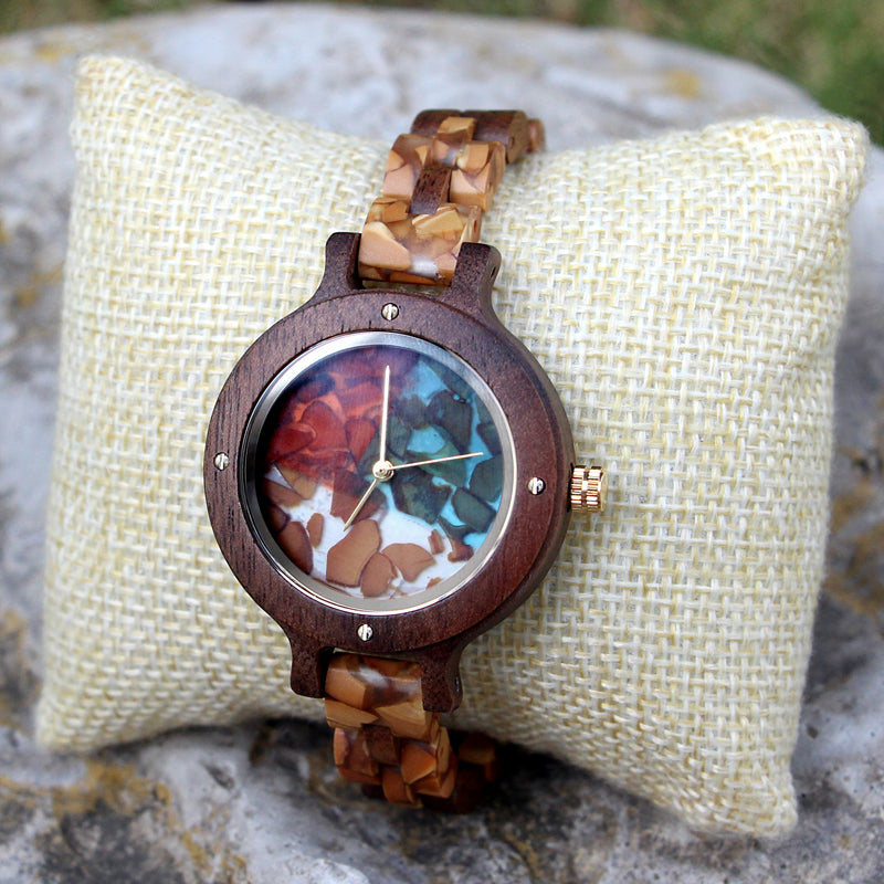 SOPEWOD new luxury women custom private label wooden watches with colors dial
