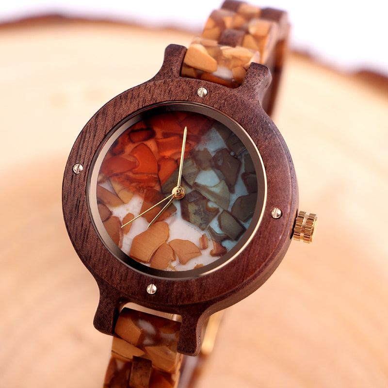SOPEWOD new luxury women custom private label wooden watches with colors dial