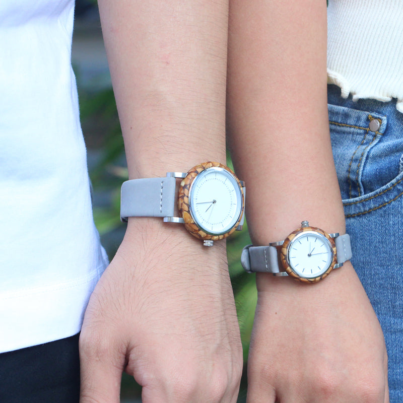 SOPEWOD His and Her Couple Watches Fashion Metal and Wooden Men Women Couple Set Pair Watches
