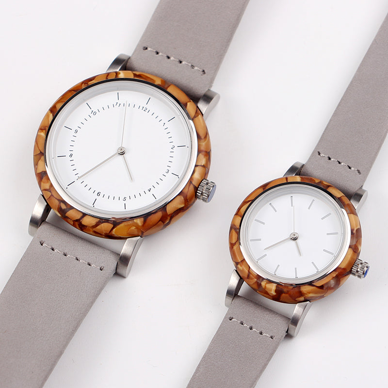 SOPEWOD His and Her Couple Watches Fashion Metal and Wooden Men Women Couple Set Pair Watches