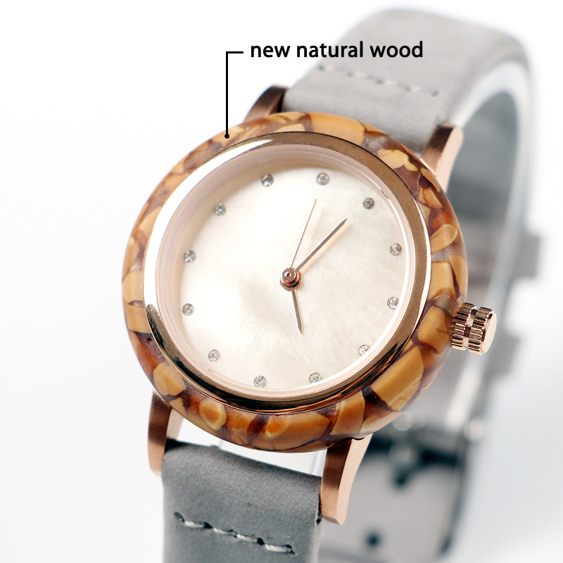SOPEWOD fashion custom logo sandalwood walnut olive metal wooden watch, leather watches for women