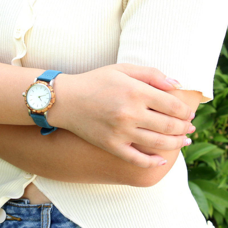 SOPEWOD fashion custom logo sandalwood walnut olive metal wooden watch, leather watches for women