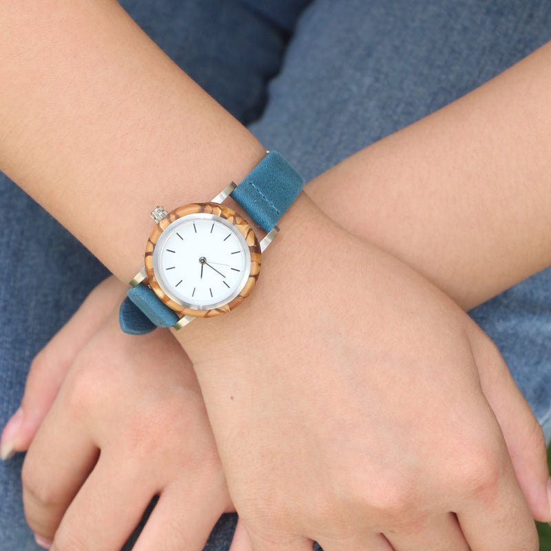 SOPEWOD fashion custom logo sandalwood walnut olive metal wooden watch, leather watches for women