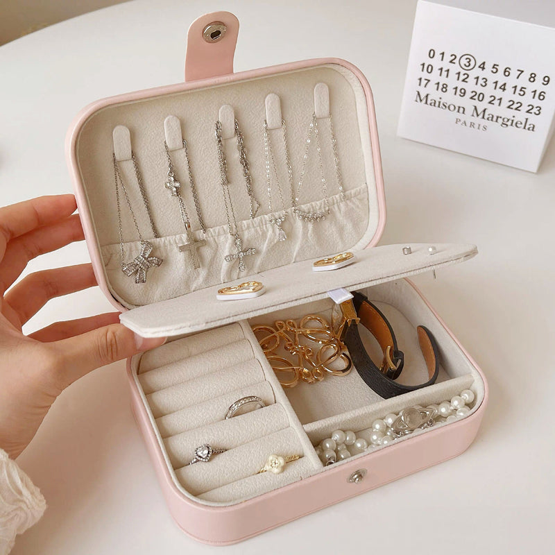 SOPEWOD Small Portable Travel Jewelry Box Bracelet Necklace Ring Storage Organizer Box for Women Girl Gift