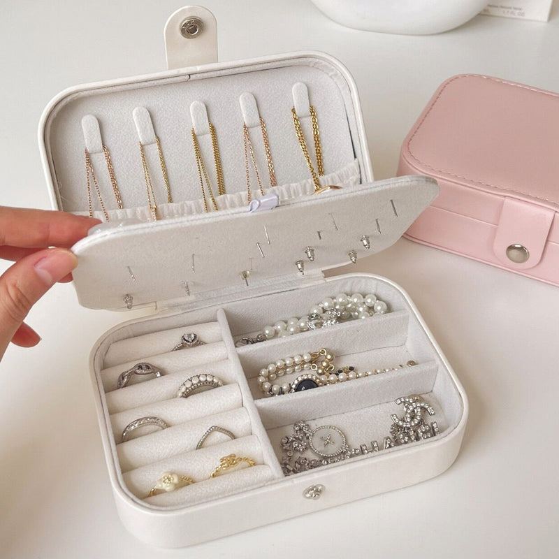 SOPEWOD Small Portable Travel Jewelry Box Bracelet Necklace Ring Storage Organizer Box for Women Girl Gift