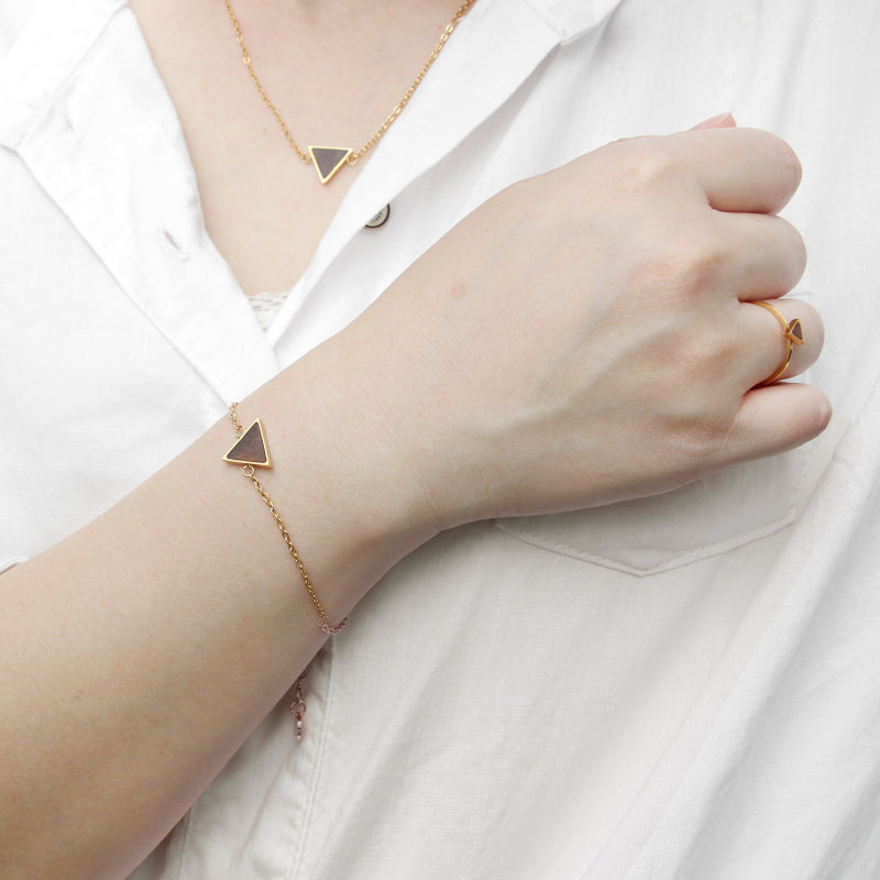 Chain bracelet in stainless steel with wood,gold,rose gold and silver bracelet for women girls
