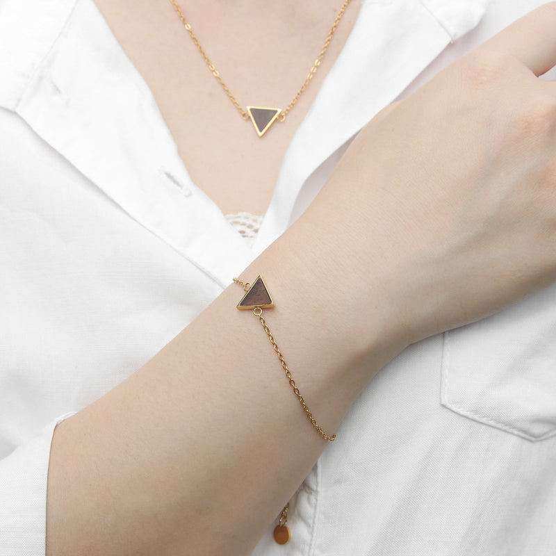 Chain bracelet in stainless steel with wood,gold,rose gold and silver bracelet for women girls