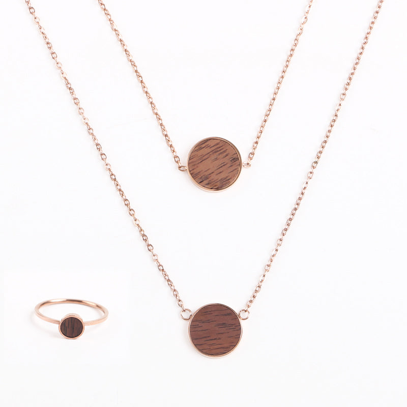 SOPEWOD Delicate Bracelet with Round Natural Wooden Pendant