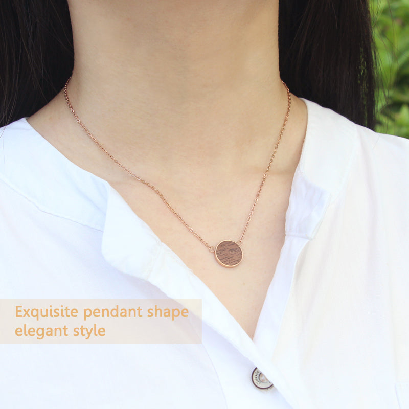 SOPEWOD Delicate Bracelet with Round Natural Wooden Pendant