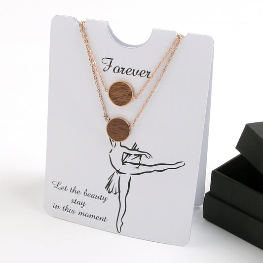 SOPEWOD Delicate Bracelet with Round Natural Wooden Pendant